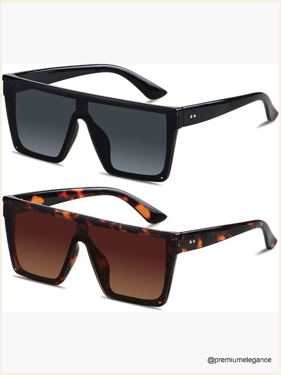 Oversized Square Shield Sunglasses UV Protection main image 4